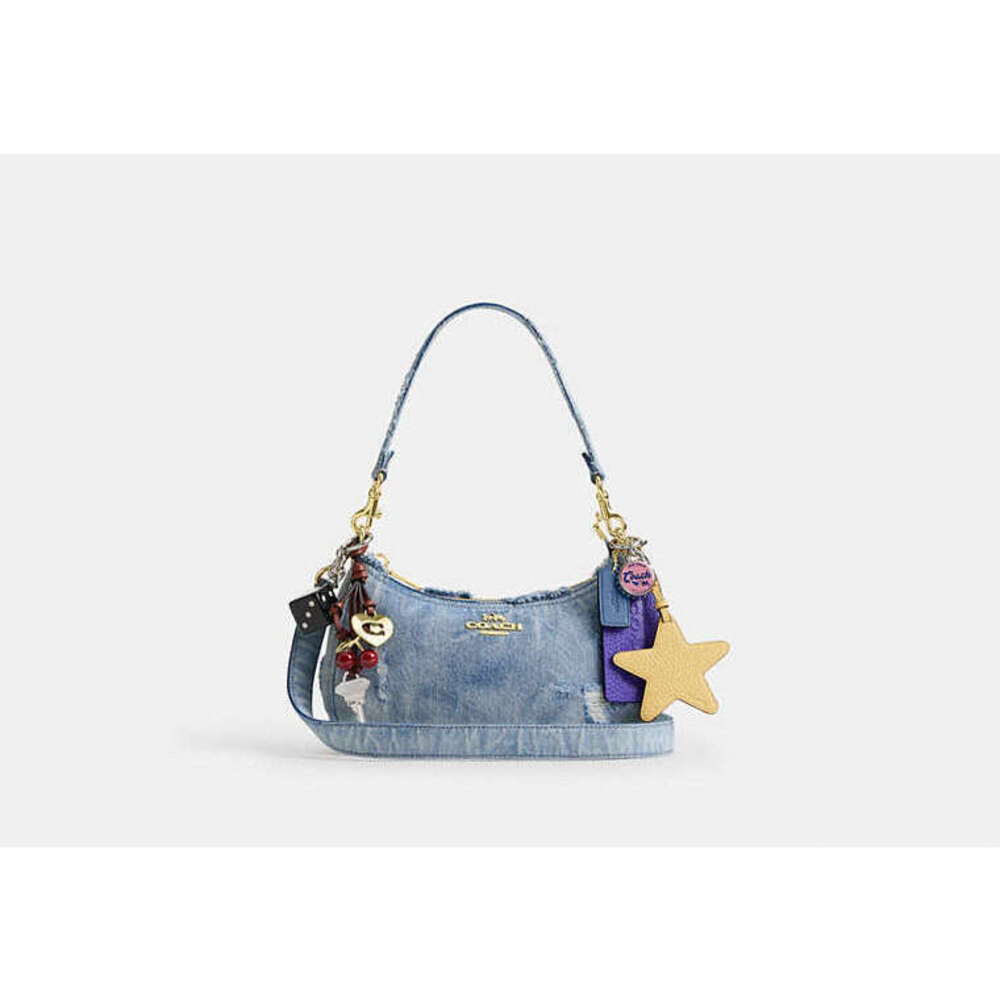 Teri Shoulder Bag In Loved Denim With Charms